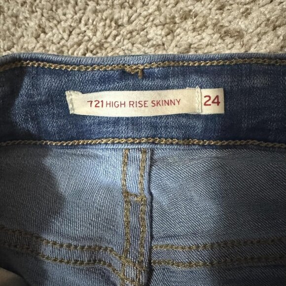 Levis 721 High Rise Skinny Jeans Womens 24 Blue Denim Stretch Water Less - Picture 5 of 13
